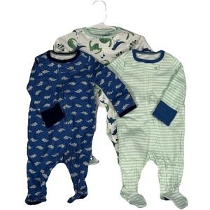 Dinosaur Dreams!‎ Baby Boy Newborn 3-pk Long Sleeve Sleeper Set Blue Green 0-3 M